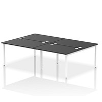 Impulse 4 Person Bench Desk, Back to Back, 4 x 1200mm (800mm Deep), White Frame, Black