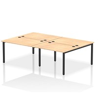 Impulse 4 Person Bench Desk, Back to Back, 4 x 1200mm (800mm Deep), Black Frame, Maple