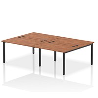 Impulse 4 Person Bench Desk, Back to Back, 4 x 1200mm (800mm Deep), Black Frame, Walnut