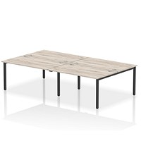 Impulse 4 Person Bench Desk, Back to Back, 4 x 1400mm (800mm Deep), Black Frame, Grey Oak