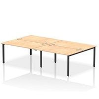 Impulse 4 Person Bench Desk, Back to Back, 4 x 1400mm (800mm Deep), Black Frame, Maple