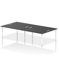 Impulse 4 Person Bench Desk, Back to Back, 4 x 1600mm (800mm Deep), White Frame, Black