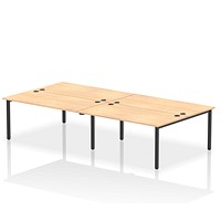 Impulse 4 Person Bench Desk, Back to Back, 4 x 1600mm (800mm Deep), Black Frame, Maple