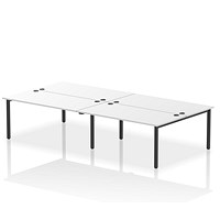 Impulse 4 Person Bench Desk, Back to Back, 4 x 1600mm (800mm Deep), Black Frame, White