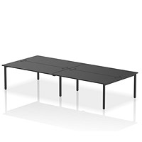 Impulse 4 Person Bench Desk, Back to Back, 4 x 1800mm (800mm Deep), Black Frame, Black