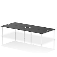 Impulse 4 Person Bench Desk, Back to Back, 4 x 1800mm (800mm Deep), White Frame, Black