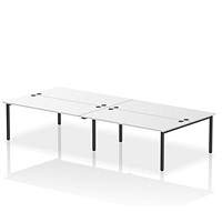 Impulse 4 Person Bench Desk, Back to Back, 4 x 1800mm (800mm Deep), Black Frame, White