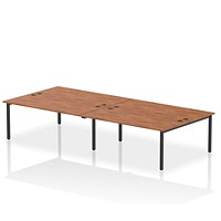 Impulse 4 Person Bench Desk, Back to Back, 4 x 1800mm (800mm Deep), Black Frame, Walnut