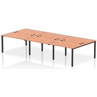 Impulse 6 Person Bench Desk, Back to Back, 6 x 1200mm (800mm Deep), Black Frame, Beech