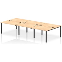 Impulse 6 Person Bench Desk, Back to Back, 6 x 1200mm (800mm Deep), Black Frame, Maple