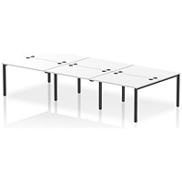 Impulse 6 Person Bench Desk, Back to Back, 6 x 1200mm (800mm Deep), Black Frame, White