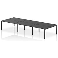 Impulse 6 Person Bench Desk, Back to Back, 6 x 1400mm (800mm Deep), Black Frame, Black