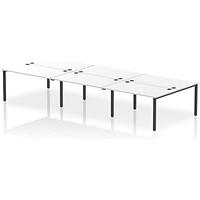 Impulse 6 Person Bench Desk, Back to Back, 6 x 1400mm (800mm Deep), Black Frame, White