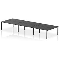 Impulse 6 Person Bench Desk, Back to Back, 6 x 1600mm (800mm Deep), Black Frame, Black