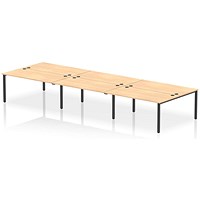 Impulse 6 Person Bench Desk, Back to Back, 6 x 1600mm (800mm Deep), Black Frame, Maple