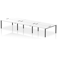 Impulse 6 Person Bench Desk, Back to Back, 6 x 1600mm (800mm Deep), Black Frame, White