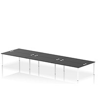 Impulse 6 Person Bench Desk, Back to Back, 6 x 1800mm (800mm Deep), White Frame, Black