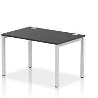 Impulse 1 Person Bench Desk, 1200mm (800mm Deep), Silver Frame, Black