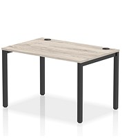 Impulse 1 Person Bench Desk, 1200mm (800mm Deep), Black Frame, Grey Oak