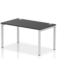 Impulse 1 Person Bench Desk, 1400mm (800mm Deep), Silver Frame, Black