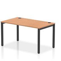 Impulse 1 Person Bench Desk, 1400mm (800mm Deep), Black Frame, Oak