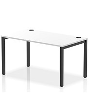 Impulse 1 Person Bench Desk, 1400mm (800mm Deep), Black Frame, White