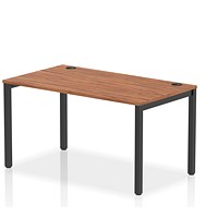 Impulse 1 Person Bench Desk, 1400mm (800mm Deep), Black Frame, Walnut