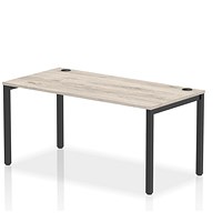 Impulse 1 Person Bench Desk, 1600mm (800mm Deep), Black Frame, Grey Oak