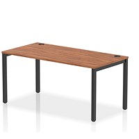 Impulse 1 Person Bench Desk, 1600mm (800mm Deep), Black Frame, Walnut