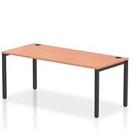 Impulse 1 Person Bench Desk, 1800mm (800mm Deep), Black Frame, Beech