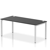 Impulse 1 Person Bench Desk, 1800mm (800mm Deep), Silver Frame, Black