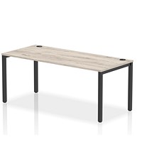 Impulse 1 Person Bench Desk, 1800mm (800mm Deep), Black Frame, Grey Oak