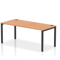 Impulse 1 Person Bench Desk, 1800mm (800mm Deep), Black Frame, Oak