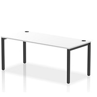 Impulse 1 Person Bench Desk, 1800mm (800mm Deep), Black Frame, White