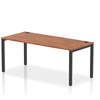 Impulse 1 Person Bench Desk, 1800mm (800mm Deep), Black Frame, Walnut