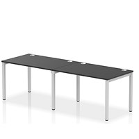 Impulse 2 Person Bench Desk, Side by Side, 2 x 1200mm (800mm Deep), Silver Frame, Black