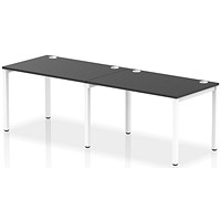Impulse 2 Person Bench Desk, Side by Side, 2 x 1200mm (800mm Deep), White Frame, Black