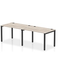 Impulse 2 Person Bench Desk, Side by Side, 2 x 1200mm (800mm Deep), Black Frame, Grey Oak