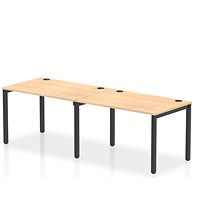 Impulse 2 Person Bench Desk, Side by Side, 2 x 1200mm (800mm Deep), Black Frame, Maple