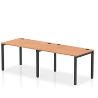 Impulse 2 Person Bench Desk, Side by Side, 2 x 1200mm (800mm Deep), Black Frame, Oak