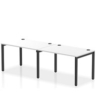 Impulse 2 Person Bench Desk, Side by Side, 2 x 1200mm (800mm Deep), Black Frame, White