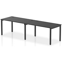 Impulse 2 Person Bench Desk, Side by Side, 2 x 1400mm (800mm Deep), Black Frame, Black