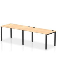 Impulse 2 Person Bench Desk, Side by Side, 2 x 1400mm (800mm Deep), Black Frame, Maple