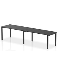 Impulse 2 Person Bench Desk, Side by Side, 2 x 1600mm (800mm Deep), Black Frame, Black