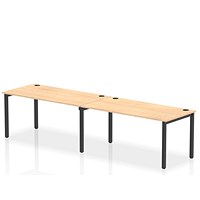 Impulse 2 Person Bench Desk, Side by Side, 2 x 1600mm (800mm Deep), Black Frame, Maple