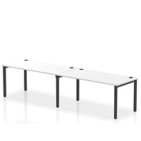 Impulse 2 Person Bench Desk, Side by Side, 2 x 1600mm (800mm Deep), Black Frame, White