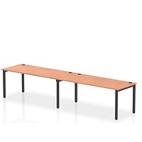 Impulse 2 Person Bench Desk, Side by Side, 2 x 1800mm (800mm Deep), Black Frame, Beech