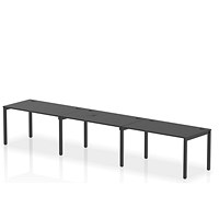 Impulse 3 Person Bench Desk, Side by Side, 3 x 1400mm (800mm Deep), Black Frame, Black