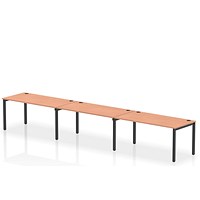 Impulse 3 Person Bench Desk, Side by Side, 3 x 1600mm (800mm Deep), Black Frame, Beech