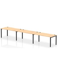 Impulse 3 Person Bench Desk, Side by Side, 3 x 1600mm (800mm Deep), Black Frame, Maple